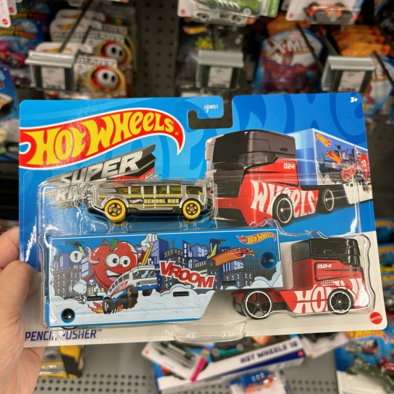Hot Wheels Car Mainline - รถบรรทุกขนส่งแบบแบน ฮอตวีลส์ BDW51 ซูเปอร์ริก ซีรีส์ ของเล่นโมเดลรถหล่อขึ้นรูป