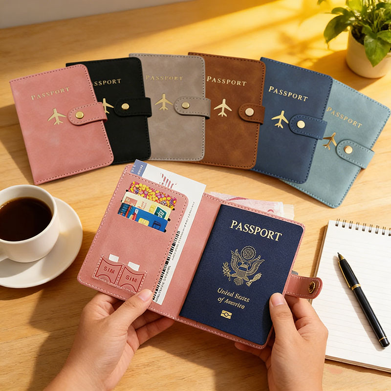 Card Top Loader - ซองหนังใส่พาสปอร์ต กระเป๋าใส่บัตรเครดิต สำหรับเดินทาง สำหรับผู้หญิง/ผู้ชาย พร้อมตัวล็อค